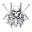 Skeleton with halberd tattoo design idea