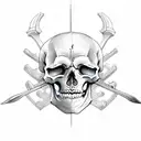 Skeleton with halberd tattoo design idea