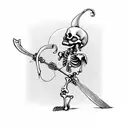 Skeleton with halberd tattoo design idea