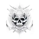 Skeleton with halberd tattoo design idea