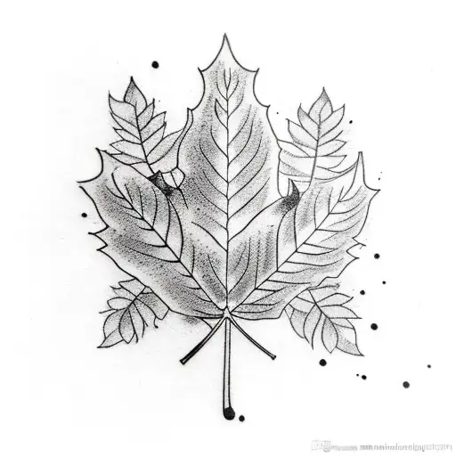 japanese sword turning into leafs tattoo design idea