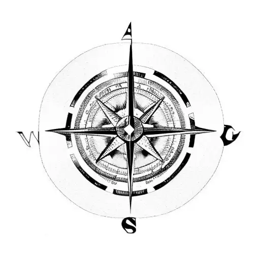 Mountains, oceans, birds,compass tattoo design idea