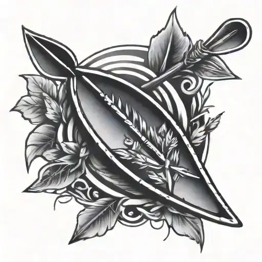kayak paddle and darts arrows crossed tattoo design idea