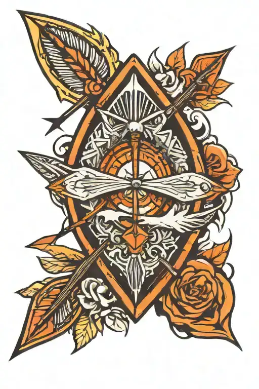 kayak paddle and darts arrows crossed tattoo design idea