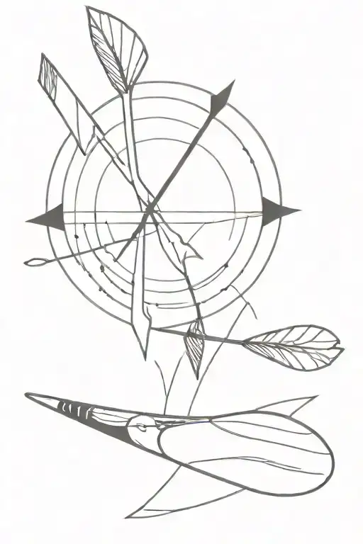 kayak paddle and darts arrows tattoo design idea