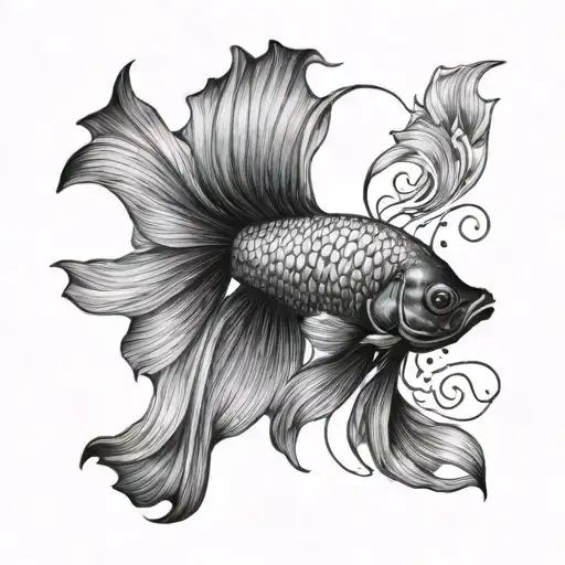 siamese fighting fish tattoo design idea
