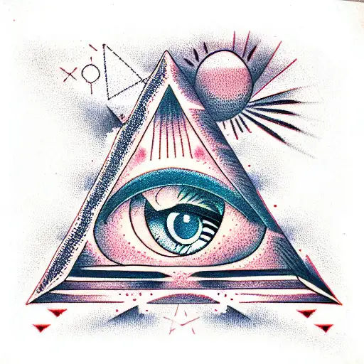 pyramid of eyes fractal tattoo design idea