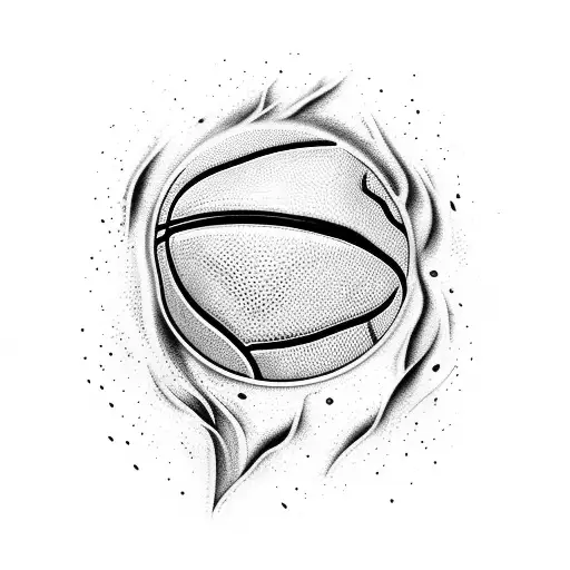 basketball fire tattoo design idea