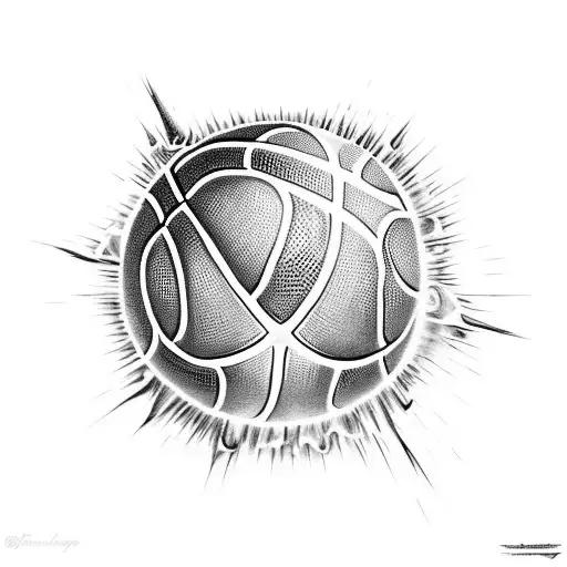 basketball fire tattoo design idea