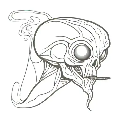 Smoking alien  tattoo design idea