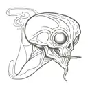 Smoking alien  tattoo design idea