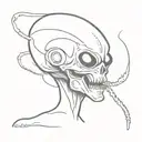 Smoking alien  tattoo design idea