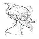 Smoking alien  tattoo design idea
