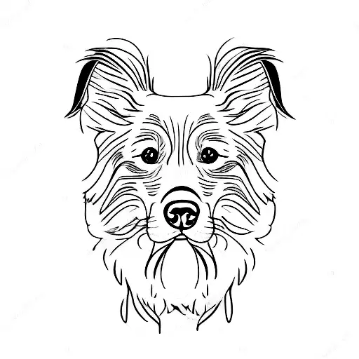 border collie face fine line tattoo design idea