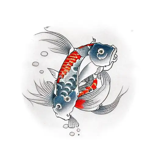Yin and Yang Koi Fish tattoo design idea