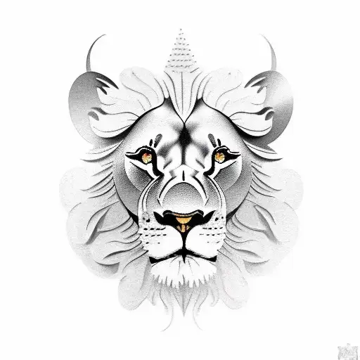 Lion mimosas grenouille papillon etoiles tattoo design idea