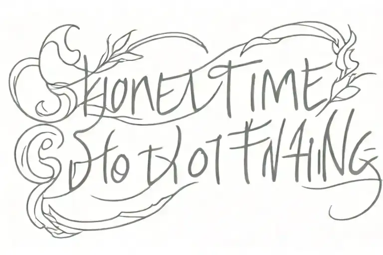 The inscription "Sometimes it's better to do nothing" with fire,the inscription is in a row, the fire is on the side  tattoo design idea