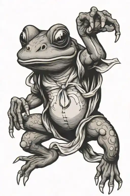 Karate frog with a joint in his hand tattoo design idea