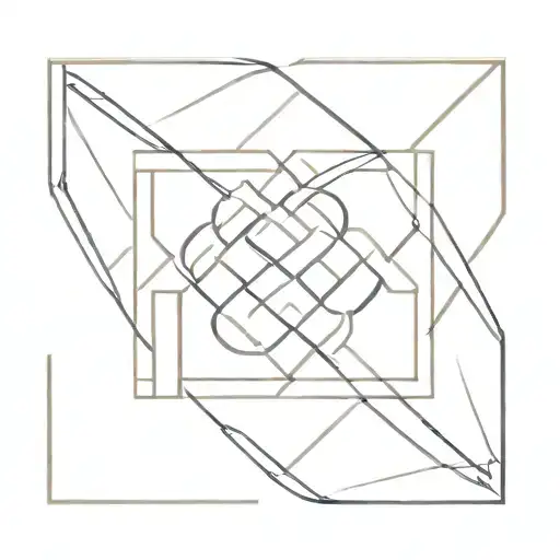 Pictish knotwork intertwined with minimalist geometric shapes tattoo design idea