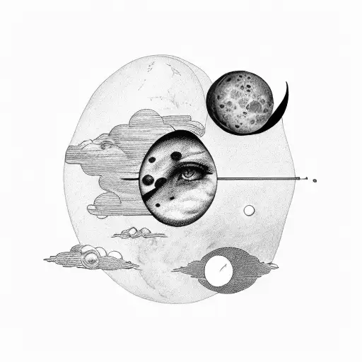 A telescope with the phases of the moon as its lens tattoo design idea
