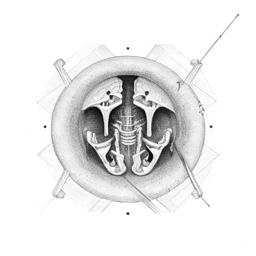 Human ribs with hole in the middle. tattoo design idea