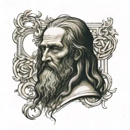 leonardo da vinci hal face with monalisa making tattoo design idea