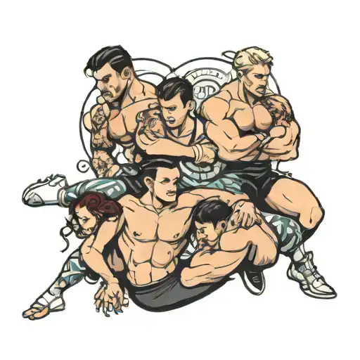 Wrestling/gymnastics family posing tattoo design idea