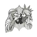 jesus christ and prophet muhammad shaking hands in peace tattoo design idea