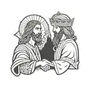 jesus christ and prophet muhammad shaking hands in peace tattoo design idea