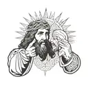 jesus christ and prophet muhammad shaking hands in peace tattoo design idea