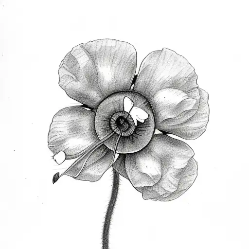  sketch of of 2 flowers together- poppy and cyclamen tattoo design idea