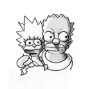 Lisa and Bart Simpson  tattoo design idea
