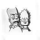 Lisa and Bart Simpson  tattoo design idea