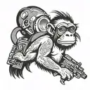 monkey with a gun tattoo design idea