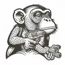 monkey with a gun tattoo design idea