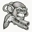 monkey with a gun tattoo design idea