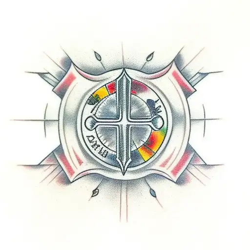 Christian Cross, hunting, flower,  tattoo design idea