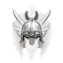 Viking raven, stick head shaman, helm of terror tattoo design idea