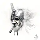 Viking raven, stick head shaman, helm of terror tattoo design idea