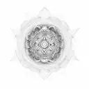yogi with matrix style mandalas and chakras tattoo design idea