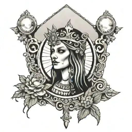 high priestess tarot card reflection tattoo design idea