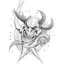 pain and suffering devil's work tattoo design idea