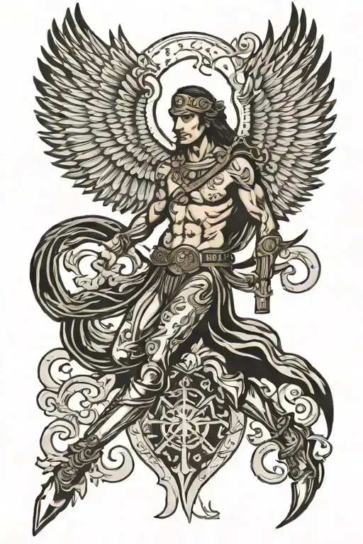 Arcangel Michael defeating tattoo design idea
