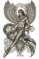 Arcangel Michael defeating tattoo design idea