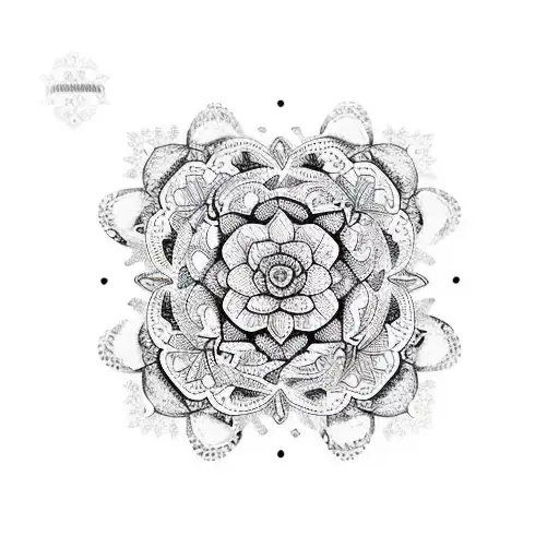 A floral mandala with roses in blackwork style tattoo design idea