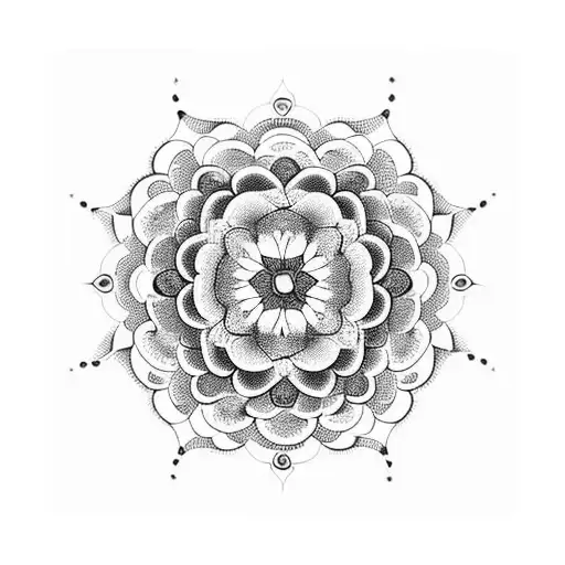 A floral mandala with roses in blackwork style tattoo design idea