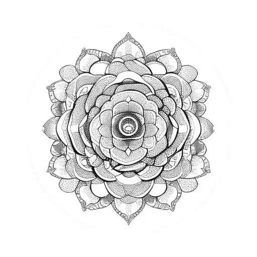 A floral mandala with roses in blackwork style tattoo design idea
