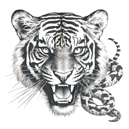 The tiger snake is funny tattoo design idea