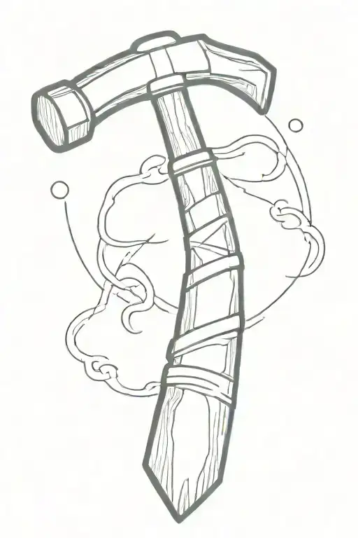 carpenter's hammer leaning tattoo design idea