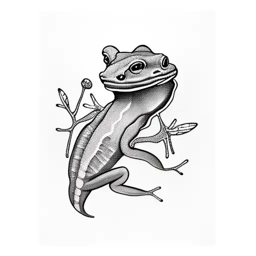 salamander and hummingbird, black and white with a touch of color tattoo design idea